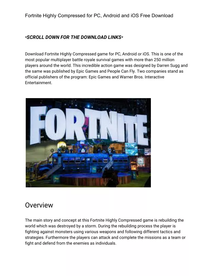 fortnite highly compressed for pc android