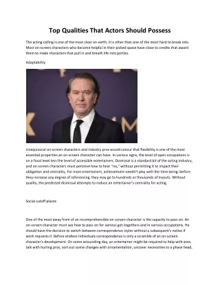 top qualities that actors should possess