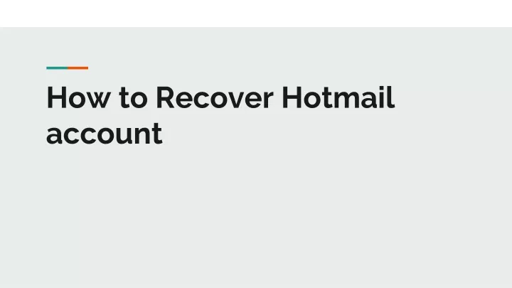 how to recover hotmail account