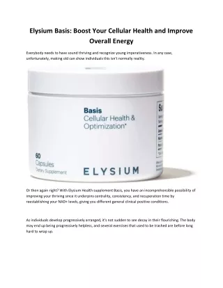 elysium basis boost your cellular health