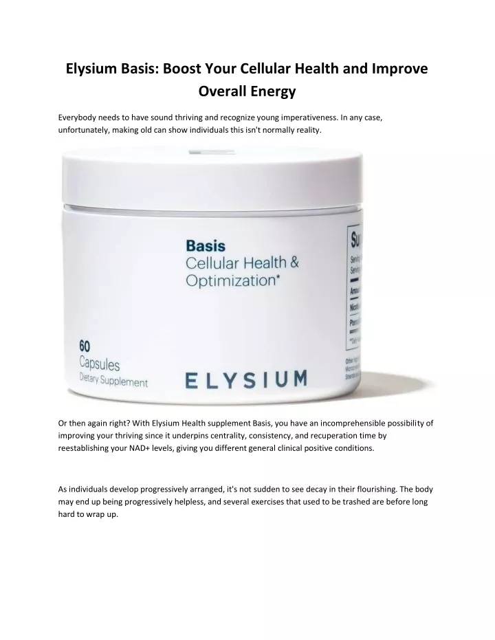 elysium basis boost your cellular health