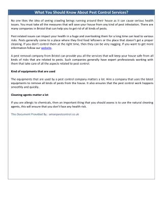 what you should know about pest control services
