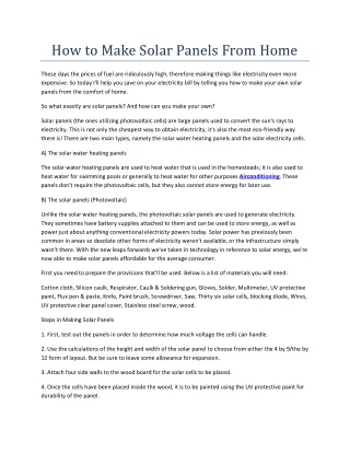 how to make solar panels from home