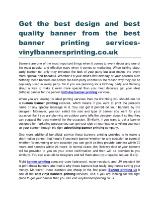 Get the best design and best quality banner from the best banner printing services vinylbannersprinting.co.uk