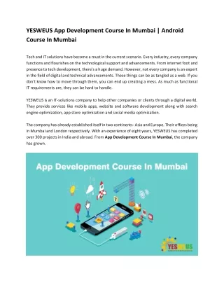 yesweus app development course in mumbai android