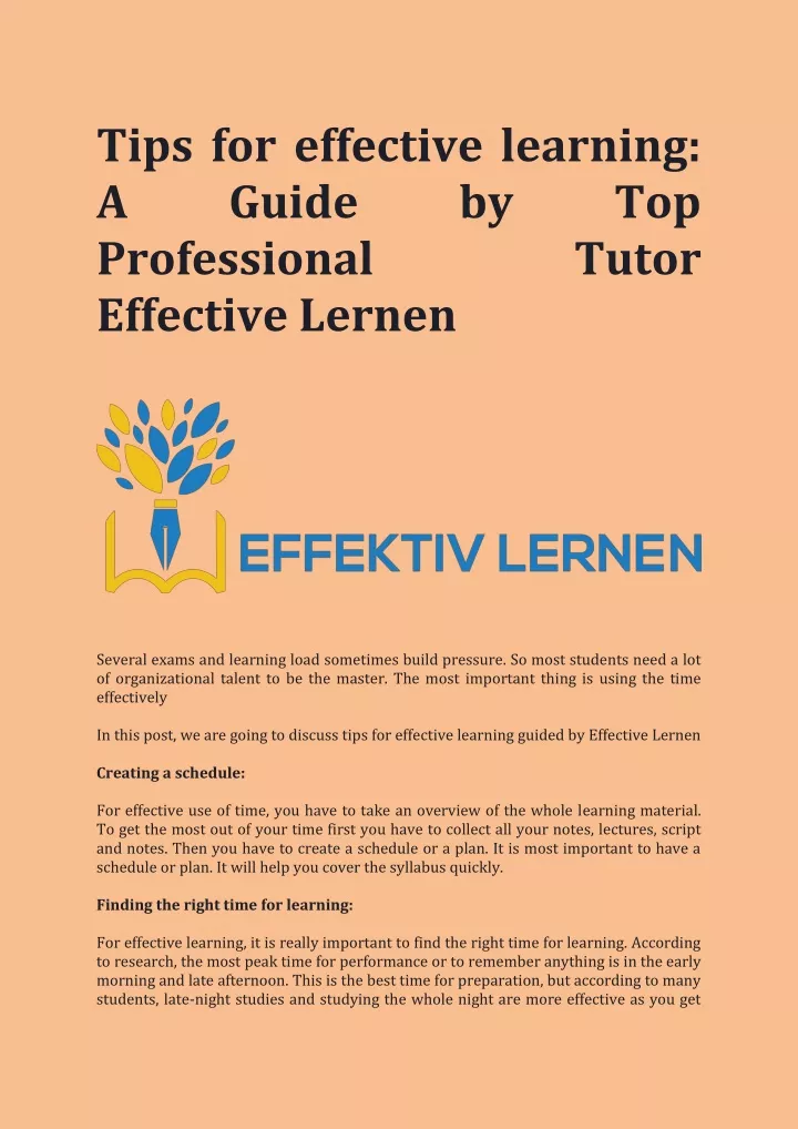 tips for effective learning a guide professional