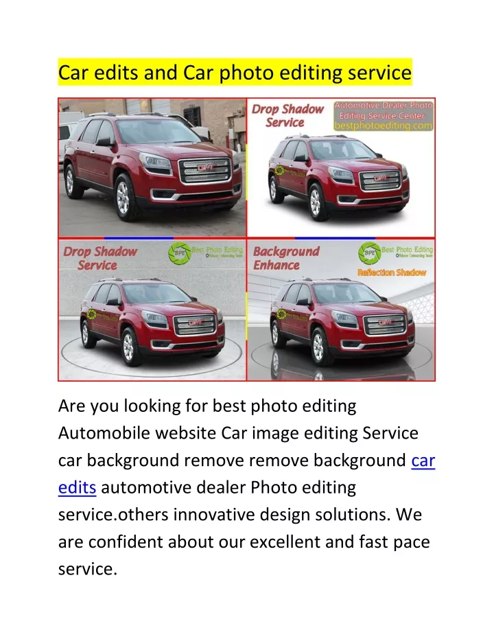 car edits and car photo editing service