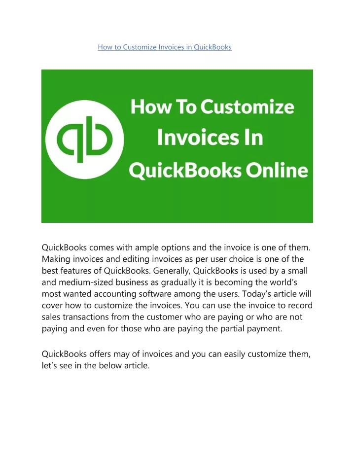 how to customize invoices in quickbooks