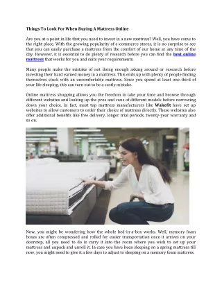 things to look for when buying a mattress online