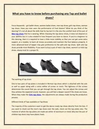 What you have to know before purchasing any Tap and ballet shoes?