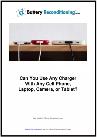 Can You Use Any Charger With Any Cell Phone, Camera, Laptop or Tablet