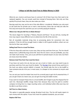 5 ways to sell the used tires to make money
