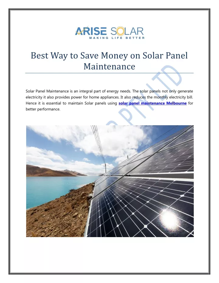 best way to save money on solar panel maintenance