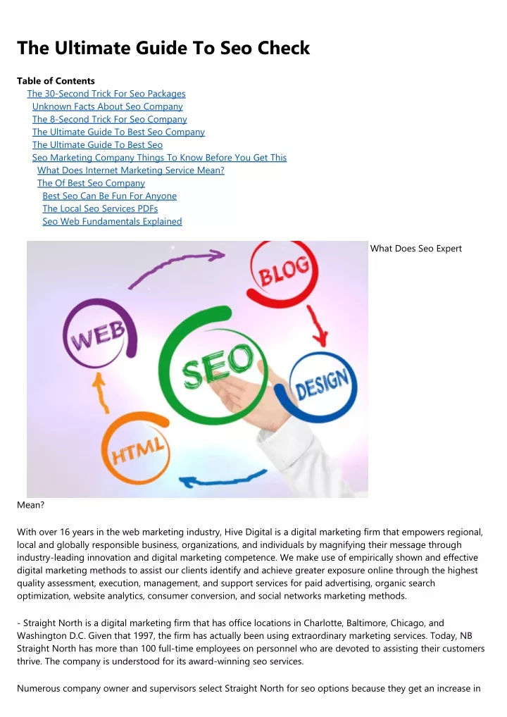 the ultimate guide to seo check