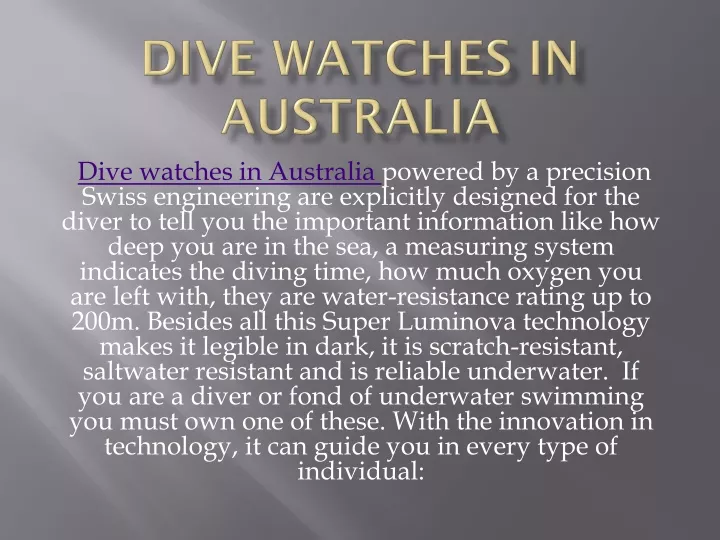 dive watches in australia