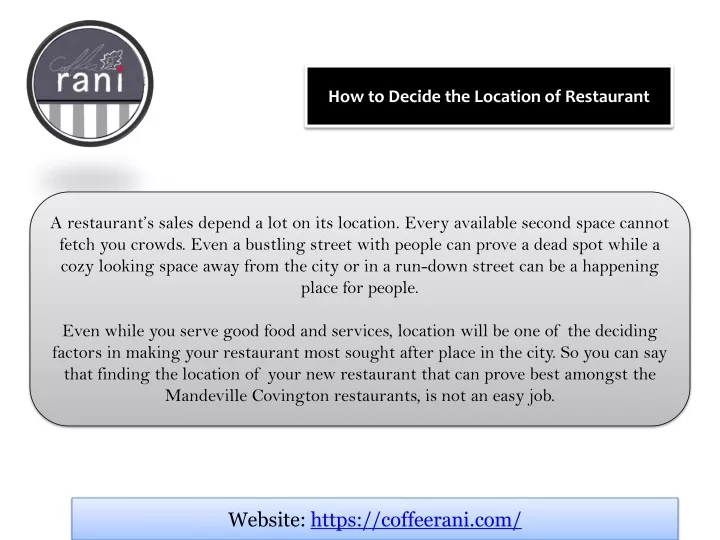 how to decide the location of restaurant
