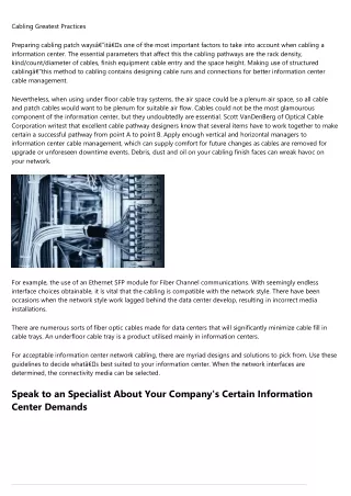 cabling greatest practices