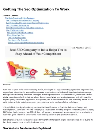 getting the seo optimization to work