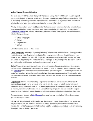 various types of commercial printing