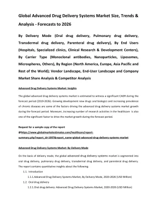 global advanced drug delivery systems market size