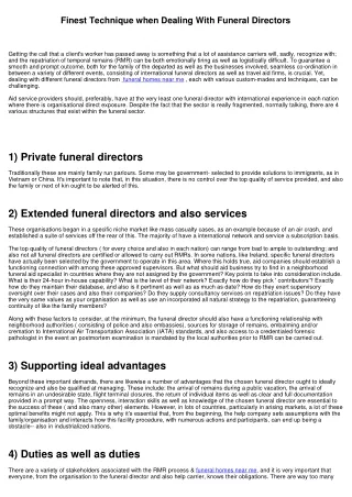 finest technique when dealing with funeral
