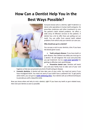 how can a dentist help you in the best ways
