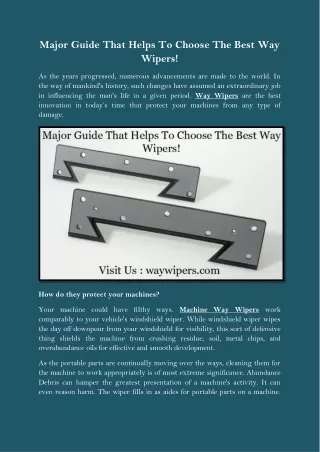 Major Guide That Helps To Choose The Best Way Wipers!