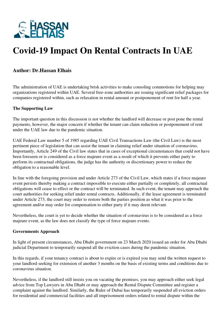 covid 19 impact on rental contracts in uae