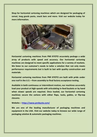 shop for horizontal cartoning machines which
