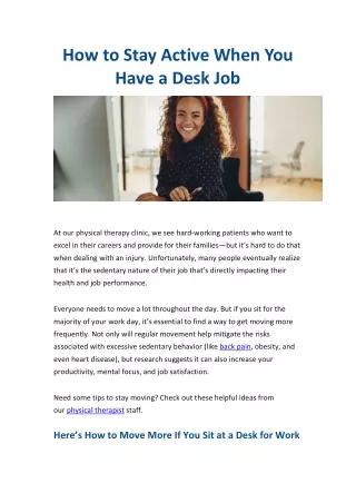 how to stay active when you have a desk job