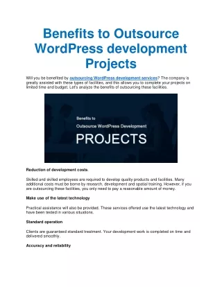 Benefits to Outsource WordPress development projects