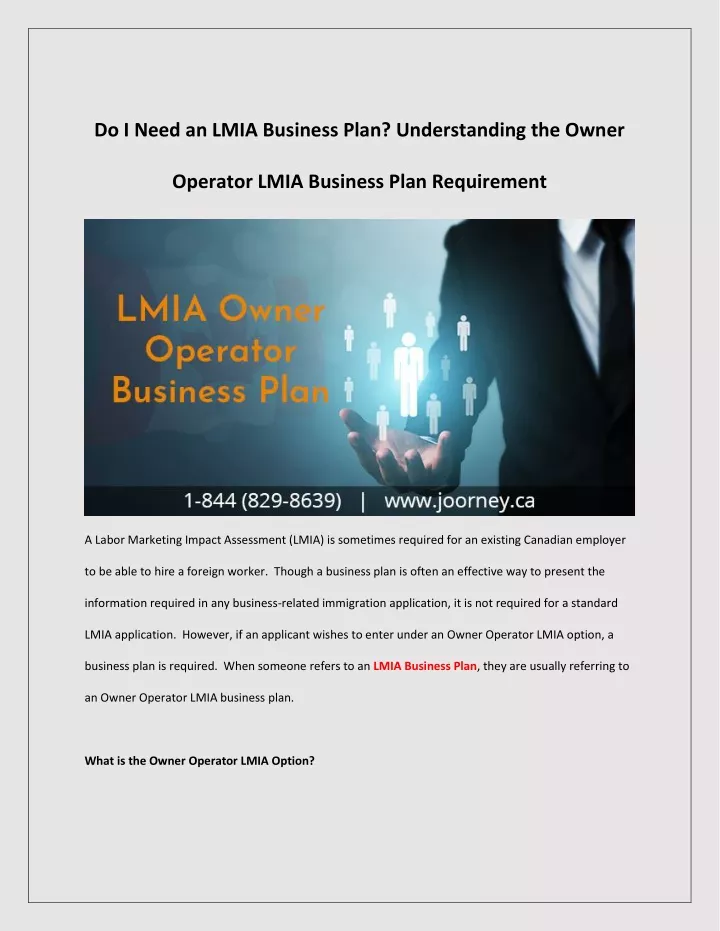 do i need an lmia business plan understanding