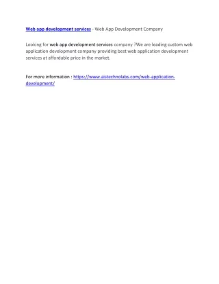 web app development services web app development