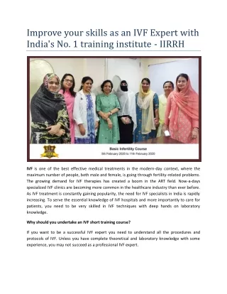 improve your skills as an ivf expert with india