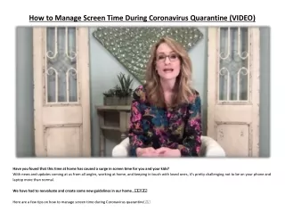 How to Manage Screen Time During Coronavirus Quarantine