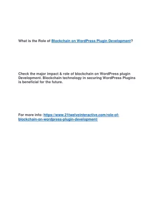 what is the role of blockchain on wordpress