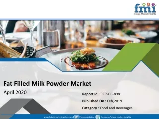 Global Fat Filled Milk Powder Market Projected to Witness a Measurable Downturn; COVID-19 Outbreak Remains a Threat to G