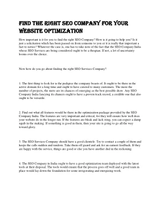 find the right seo company for your find