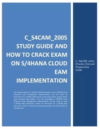 C_S4CAM_2005 Study Guide and How to Crack Exam on S/4HANA Cloud EAM Implementation