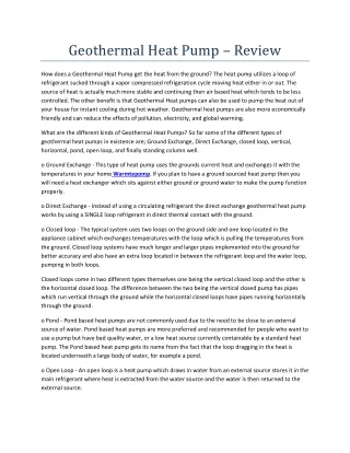 geothermal heat pump review