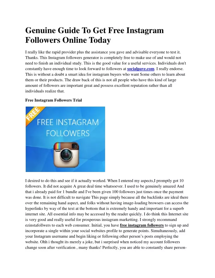 genuine guide to get free instagram followers