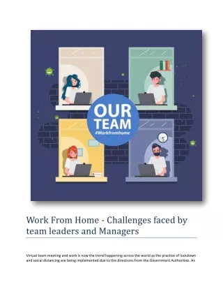 Work From Home - Challenges faced by team leaders and Managers