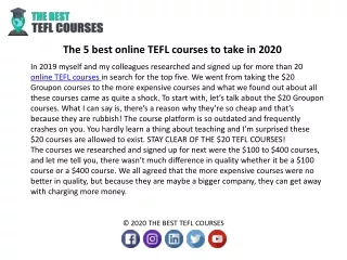 Online TEFL Courses - The Best TEFL Courses PPT