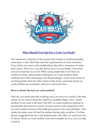 why should you opt for a coin car wash
