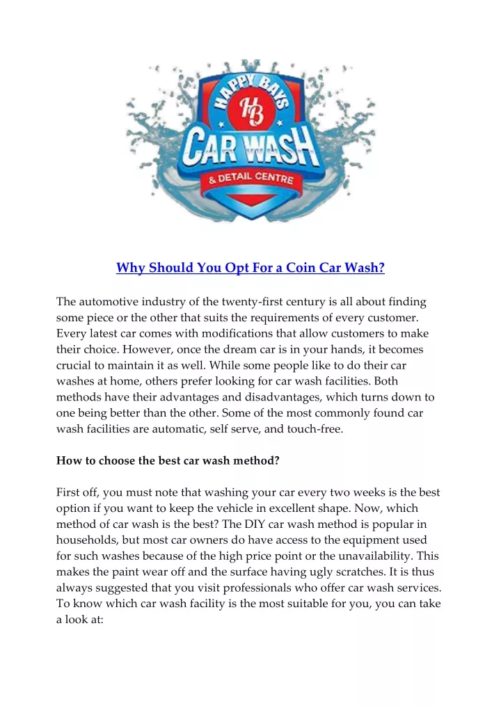 why should you opt for a coin car wash