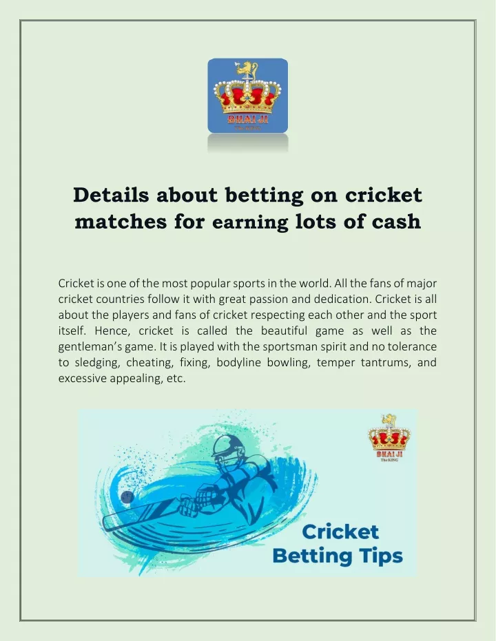 details about betting on cricket matches