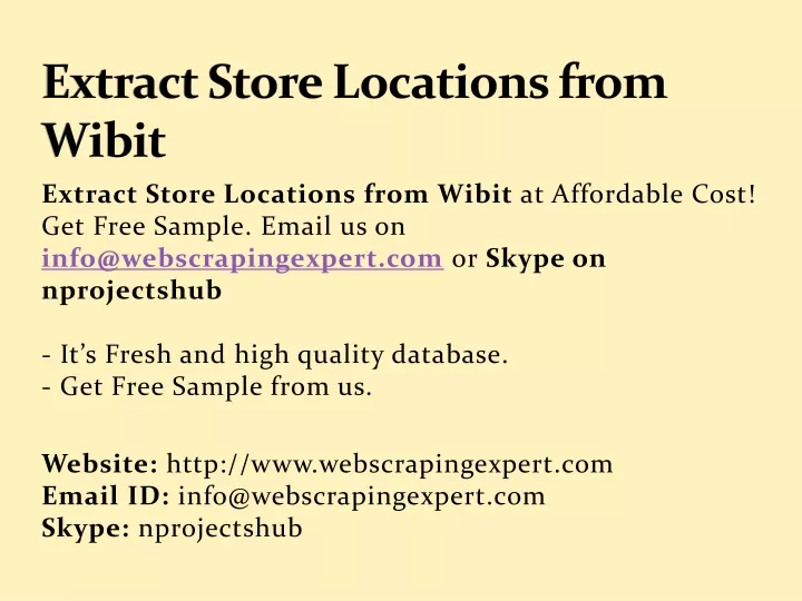 extract store locations from wibit