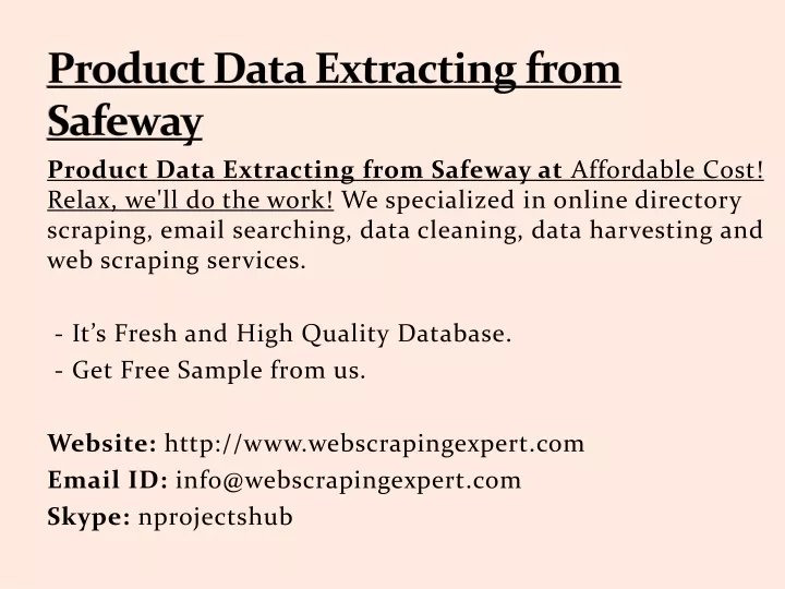 product data extracting from safeway