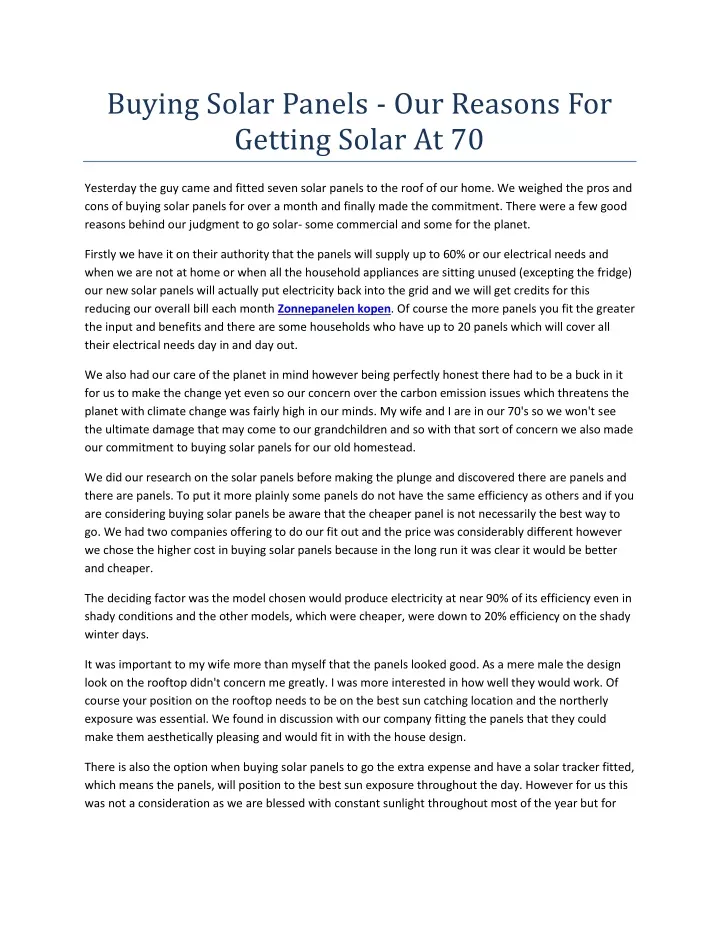 buying solar panels our reasons for getting solar