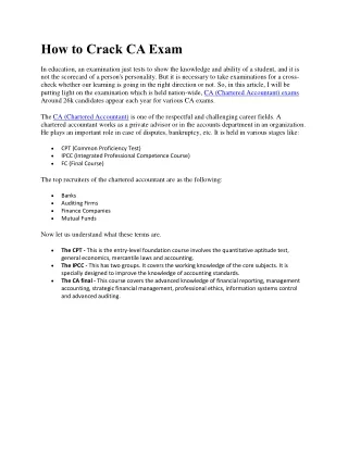 how to crack ca exam